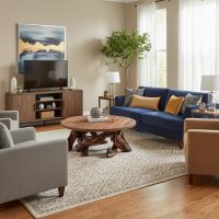 Sophisticated Coffee Table: Some lifestyle images are created with AI for visualization purposes. Crafted from natural solid wood, each piece is unique and will vary.