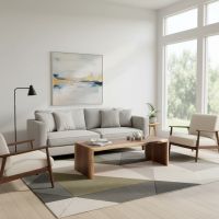 Rustic Coffee Table: Some lifestyle images are created with AI for visualization purposes. Crafted from natural solid wood, each piece is unique and will vary.