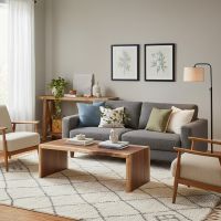 Natural Wood Coffee Table: Some lifestyle images are created with AI for visualization purposes. Crafted from natural solid wood, each piece is unique and will vary.