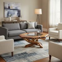 Rustic Coffee Table: Some lifestyle images are created with AI for visualization purposes. Crafted from natural solid wood, each piece is unique and will vary.