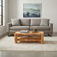 Aspen Coffee Table: Some lifestyle images are created with AI for visualization purposes. Crafted from natural solid wood, each piece is unique and will vary.