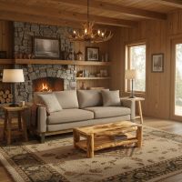 Rustic Coffee Table: Some lifestyle images are created with AI for visualization purposes. Crafted from natural solid wood, each piece is unique and will vary.