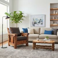 Carved Coffee Table: Some lifestyle images are created with AI for visualization purposes. Crafted from natural solid wood, each piece is unique and will vary.
