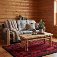Rustic Aspen Coffee Table: Some lifestyle images are created with AI for visualization purposes. Crafted from natural solid wood, each piece is unique and will vary.