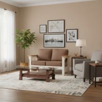 Contemporary Coffee Table: Some lifestyle images are created with AI for visualization purposes. Crafted from natural solid wood, each piece is unique and will vary.