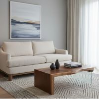 Contemporary Coffee Table: Some lifestyle images are created with AI for visualization purposes. Crafted from natural solid wood, each piece is unique and will vary.