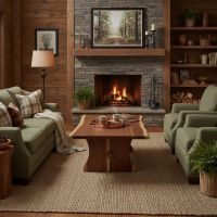 Rustic Coffee Table: Some lifestyle images are created with AI for visualization purposes. Crafted from natural solid wood, each piece is unique and will vary.