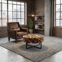 Contemporary Coffee Table: Some lifestyle images are created with AI for visualization purposes. Crafted from natural solid wood, each piece is unique and will vary.