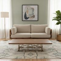 Natural Wood Coffee Table: Some lifestyle images are created with AI for visualization purposes. Crafted from natural solid wood, each piece is unique and will vary.