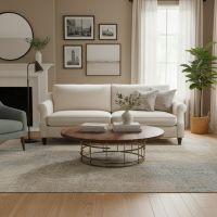 Modern Coffee Table: Some lifestyle images are created with AI for visualization purposes. Crafted from natural solid wood, each piece is unique and will vary.