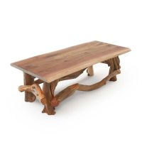 Live Edge Walnut & Twisted Juniper Coffee Table - Natural Clear base finish