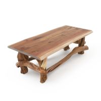 Live Edge Walnut & Twisted Juniper Coffee Table - Natural Clear base finish