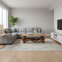 Modern Coffee Table: Some lifestyle images are created with AI for visualization purposes. Crafted from natural solid wood, each piece is unique and will vary.