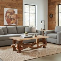 Juniper Coffee Table: Some lifestyle images are created with AI for visualization purposes. Crafted from natural solid wood, each piece is unique and will vary.