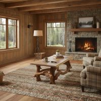 Rustic Coffee Table: Some lifestyle images are created with AI for visualization purposes. Crafted from natural solid wood, each piece is unique and will vary.