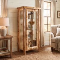Curio Cabinet: Some lifestyle images are created with AI for visualization purposes. Crafted from natural solid wood, each piece is unique and will vary.