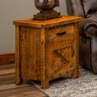 Western Winds Rustic End Table with 1 Door and 1 Drawer - Antique Barnwood Finish