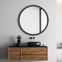 Dandridge Round Industrial Black Mirror