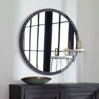 Dandridge Round Industrial Black Mirror