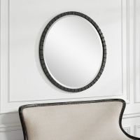 Dandridge Round Industrial Black Mirror