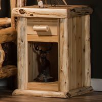 Cedar Lake Lodge 1 Drawer Log Storage Nightstand--Clear finish