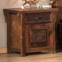 Rocky Creek Enclosed Reclaimed Barn Wood Nightstand - Hinge Left - Singular Barn Wood Panel Door Style