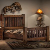 Old Sawmill Timber Frame Bed--Queen, Matching spindle footboard