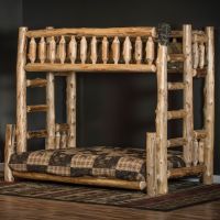 Cedar Lake Twin over Full Log Bunk Bed--Clear finish
