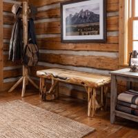 Rustic Bench: Some lifestyle images are created with AI for visualization purposes. Crafted from natural solid wood, each piece is unique and will vary.