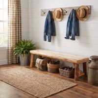 Rustic Bench: Some lifestyle images are created with AI for visualization purposes. Crafted from natural solid wood, each piece is unique and will vary.