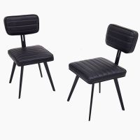 Contemporary Leather Upholstered Dining Chair - Parisian Night Black Leather