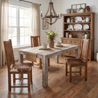 Upholstered Dining Chair: Some lifestyle images are created with AI for visualization purposes. Crafted from natural solid wood, each piece is unique and will vary.