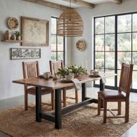 Barnwood Dining Chair: Some lifestyle images are created with AI for visualization purposes. Crafted from natural solid wood, each piece is unique and will vary.