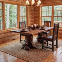 Rustic Wood Dining Chair: Some lifestyle images are created with AI for visualization purposes. Crafted from natural solid wood, each piece is unique and will vary.