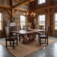 Live Edge Dining Chair: Some lifestyle images are created with AI for visualization purposes. Crafted from natural solid wood, each piece is unique and will vary.