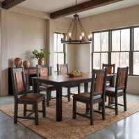 Rustic Dining Chair: Some lifestyle images are created with AI for visualization purposes. Crafted from natural solid wood, each piece is unique and will vary.