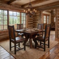 Rustic Dining Chair: Some lifestyle images are created with AI for visualization purposes. Crafted from natural solid wood, each piece is unique and will vary.