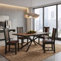 Rustic Wood Dining Chair: Some lifestyle images are created with AI for visualization purposes. Crafted from natural solid wood, each piece is unique and will vary.