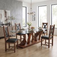 Farmhouse Dining Chair: Some lifestyle images are created with AI for visualization purposes. Crafted from natural solid wood, each piece is unique and will vary.