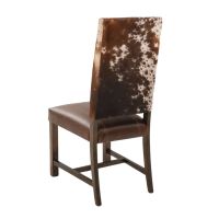 Contempo Classic Cowhide Upholstered Dining Chair - Burnt Umber Cypress Leather & Brown Frame w/ Cowhide Seat Back