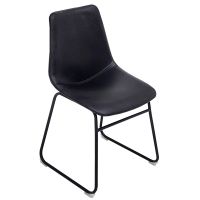 Vogue Upholstered Leather Dining Chair - Parisian Night Black Leather