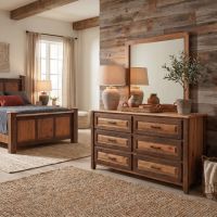 Farmhouse Dresser: Some lifestyle images are created with AI for visualization purposes. Crafted from natural solid wood, each piece is unique and will vary.