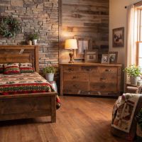 Rustic Mosaic Dresser: Some lifestyle images are created with AI for visualization purposes. Crafted from natural solid wood, each piece is unique and will vary.