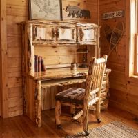 Rustic Desk: Some lifestyle images are created with AI for visualization purposes. Crafted from natural solid wood, each piece is unique and will vary.
