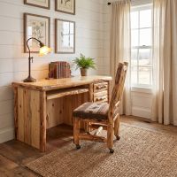 Rustic Desk: Some lifestyle images are created with AI for visualization purposes. Crafted from natural solid wood, each piece is unique and will vary.