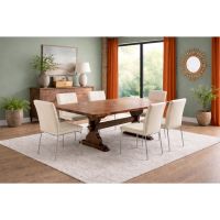 Copper Dining Table: Some lifestyle images are created with AI for visualization purposes. Crafted from natural solid wood, each piece is unique and will vary.