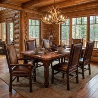 Rustic Dining Table: Some lifestyle images are created with AI for visualization purposes. Crafted from natural solid wood, each piece is unique and will vary.
