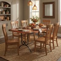 Modern Copper Dining Table: Some lifestyle images are created with AI for visualization purposes. Crafted from natural solid wood, each piece is unique and will vary.