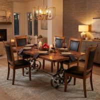 Copper Dining Table: Some lifestyle images are created with AI for visualization purposes. Crafted from natural solid wood, each piece is unique and will vary.