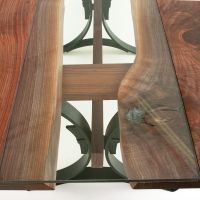 Mather Point Modern Dining Table - Flat Edge Black Walnut Table Top - Natural Clear Finish